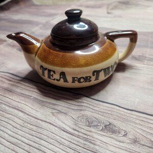 Farrah Vintage Tea for Two Brown Beige Cream Ceramic Teapot